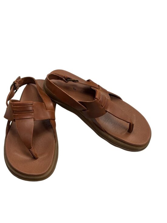 Earth Shoes - Earth Luciana Women’s Leather Brown Sandals Size 8M Casual Flat Toe Loop Comfy F
